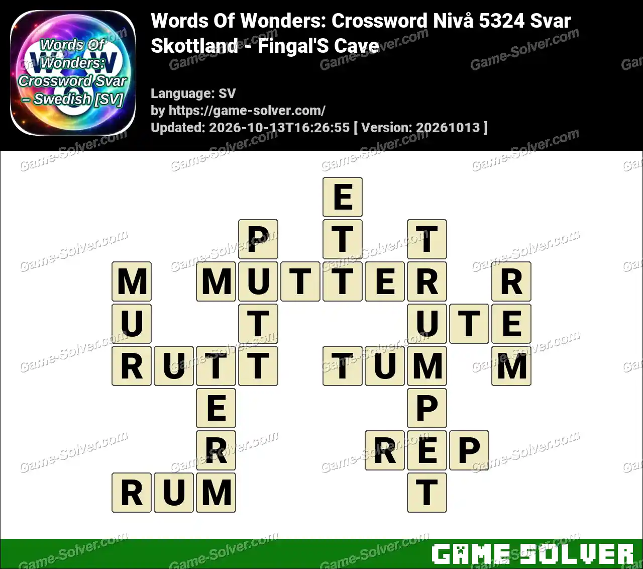 Words Of Wonders: Crossword Nivå 5324 Svar – Skottland – Fingal’S Cave